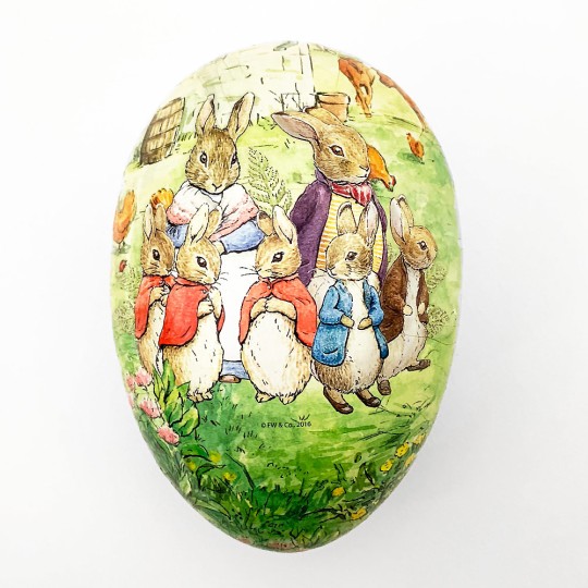 6" Peter Rabbit Bunny Family Papier Mache Easter Egg Container ~ Germany